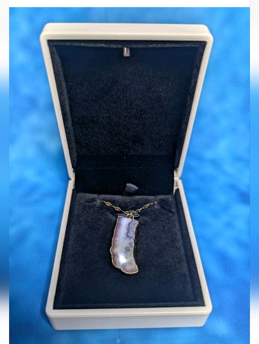 Amethyst Stalactite Pendant Necklace In Lighted Gift Box Stainless Steel 18"